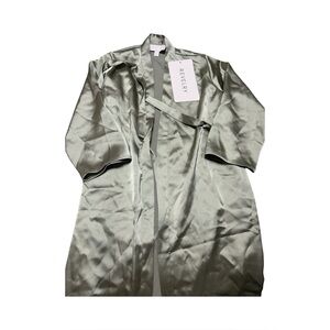 Revelry Kids Getting Ready Satin Robe - Silver Sage NWT